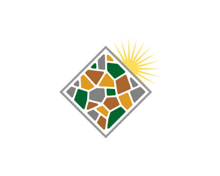 Stone arrangement inside the square shape logoのイラスト素材