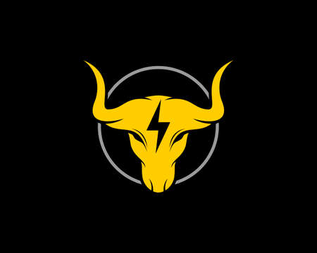 Bull head with electrical symbol in the middleのイラスト素材