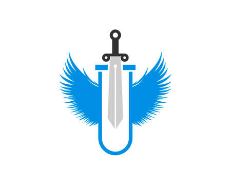 Bottle laboratory with wing and sword insideのイラスト素材