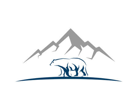 Abstract mountain with bear walkingのイラスト素材