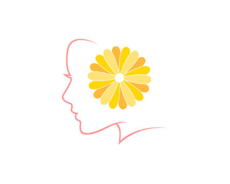 Beauty woman and golden flower logoのイラスト素材