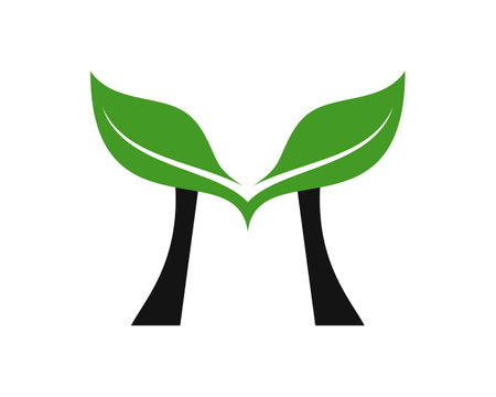 Two leave with letter M insideのイラスト素材