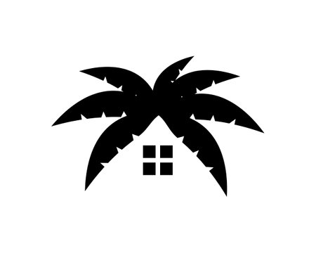 Palm tree silhouette with windowsのイラスト素材