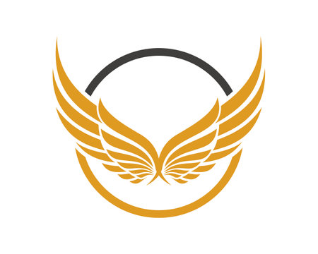 Circle with gold wings insideのイラスト素材