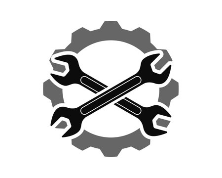 Gear with two wrench insideのイラスト素材