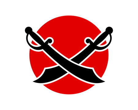 Circle with sword silhouette insideのイラスト素材