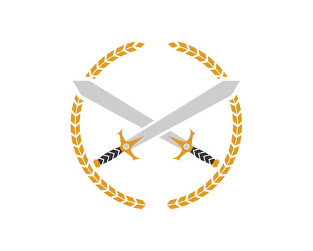 Circle shape with sword insideのイラスト素材