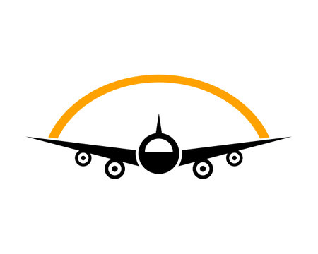 Plane shape with crescent moonのイラスト素材