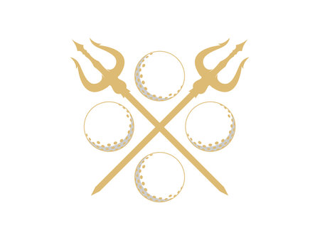 Cross spear with four golf ballのイラスト素材