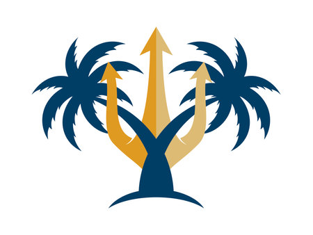 Spear with twin palm treeのイラスト素材