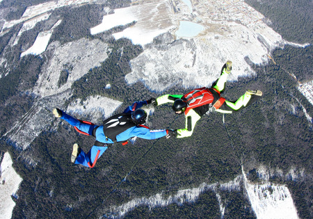 Two skydiversの写真素材