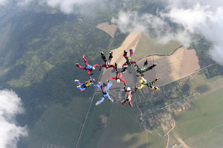 formation skydivingの写真素材