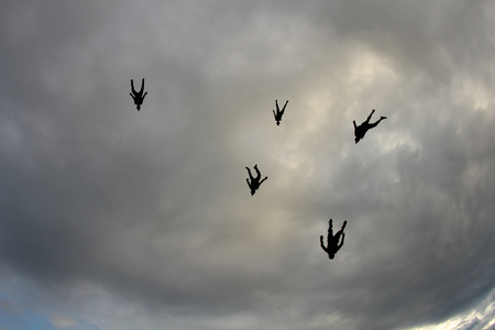 Skydiving. Skydivers are in the sky.の写真素材