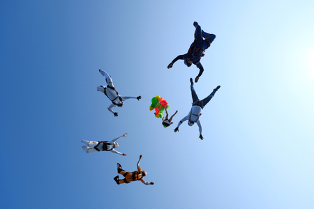 Skydiving. Group jumps.の写真素材