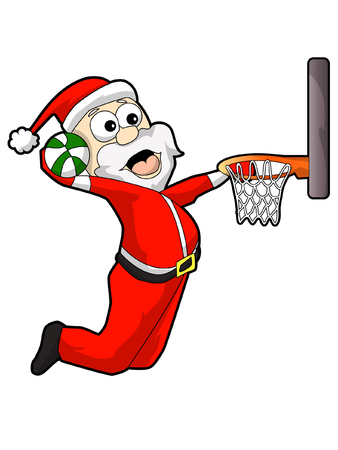 Santa Dunking a Basketballのイラスト素材