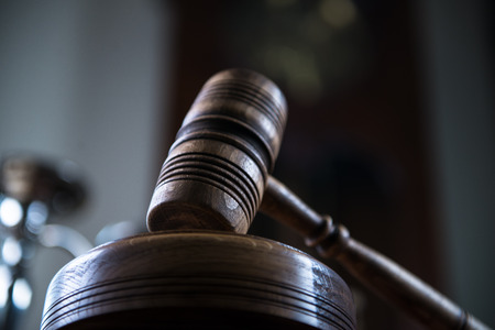 Gavel, scales of justice and law booksの写真素材