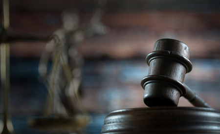 Law theme, mallet of judge, wooden gavelの写真素材