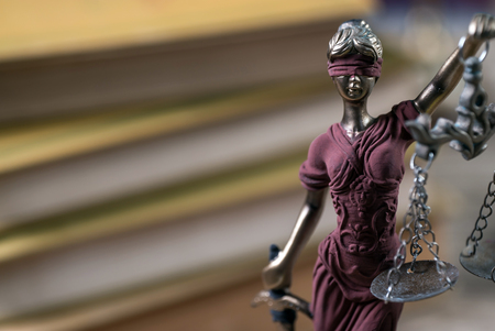 Law symbols. Lawyer theme. Judge wooden gavel.の写真素材