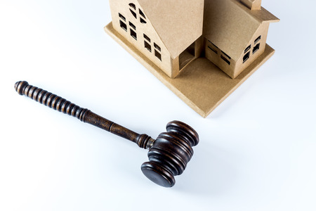 Gavel and house. auction themeの写真素材