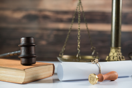 Law theme. Courtroom concept. legal lawyers symbolsの写真素材