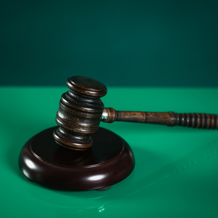 auction or gavel - gavel on the wooden tableの写真素材