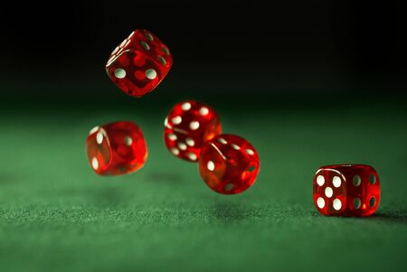 red dice in montion