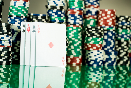Casino concept with dice, roulette and chips.