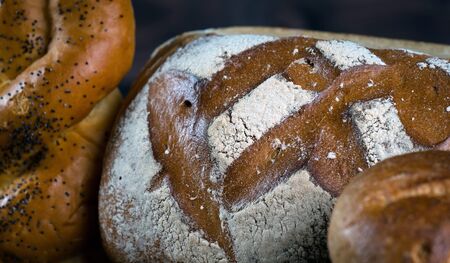 Background of fresh baked bread, close-upの写真素材