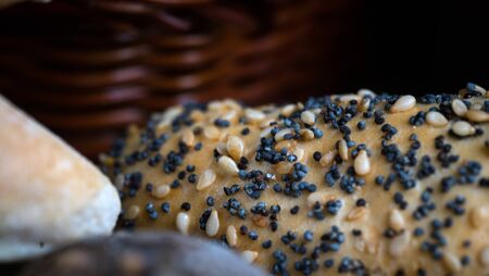 Background of fresh baked bread, close-upの写真素材