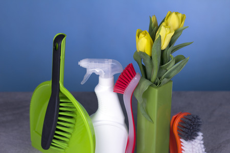 Cleaning concept with suppliesの写真素材