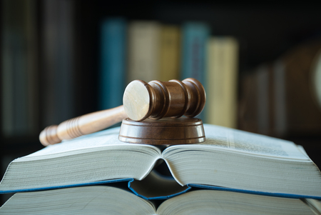 Symbol of law and justice. Concept law and justice. Scales of justice, gavel and book