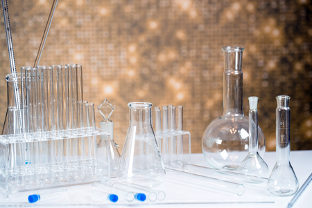 lab glassware, science laboratory research conceptの写真素材