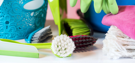 Cleaning concept with suppliesの写真素材