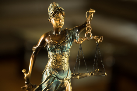 Law and Justice concept. Mallet of the judge, books, scales of justice. Courtroom theme.の写真素材