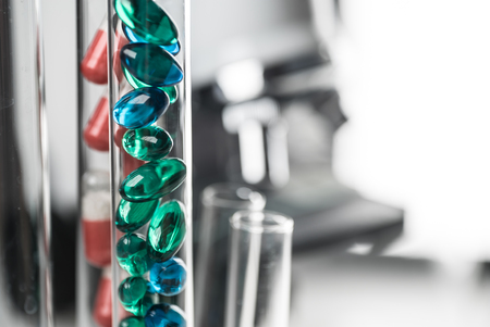 Background image of modern equipment in medical laboratory, microscopeの写真素材