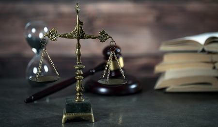 Law concept with symbols of justice.の写真素材