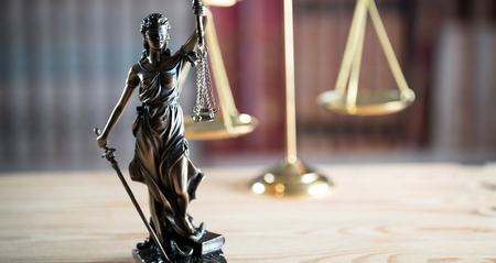 Law theme, mallet of the judge, wooden desk,の写真素材