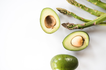 Fresh green asparagus and avocado