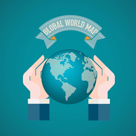 The hand holding the world on blue background vector illustrationのイラスト素材
