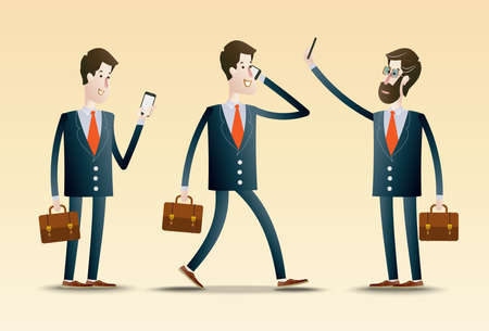 Young Business People using Smartphoneのイラスト素材