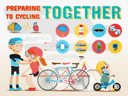 Preparing to cycling together.のイラスト素材