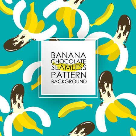 Pattern Seamless fruit background. Banana dipped in chocolate.のイラスト素材