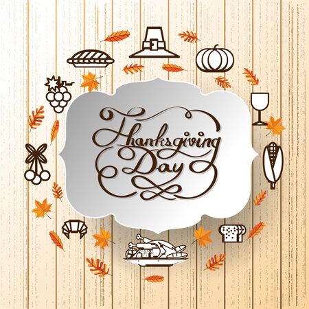 Thanksgiving day, Typography and Background design elements of thanksgiving day vector illustrationのイラスト素材