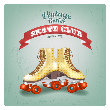 Vintage Roller Skate Club since 1980, typography, t-shirt graphicsのイラスト素材