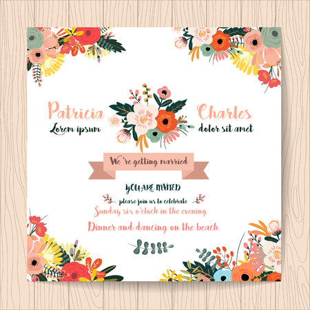 Wedding invitation card with flower Templatesのイラスト素材