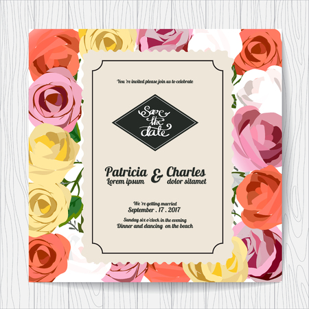 Wedding invitation card templates, Flower blossom backgroundのイラスト素材