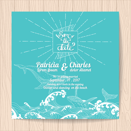 Wedding invitation card templates ocean themeのイラスト素材