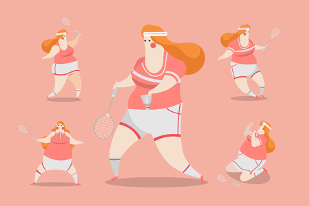 Badminton Women Character Design vector illustration.のイラスト素材