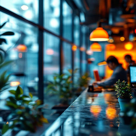 Coffee shop blur background with bokeh. Coffee shop blur background with bokeh.の素材
