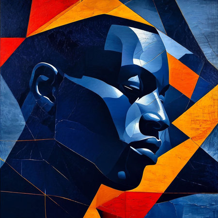 Abstract background with the image of the face of a man. 3D renderingの素材